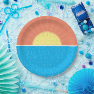 Funny Sun and Sharks Summer Paper Plate