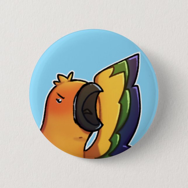 Funny Sun Conure Bird Button (Front)