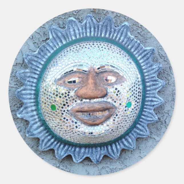 funny sun face sticker (Front)