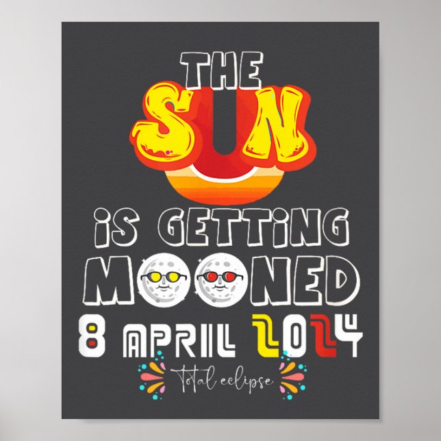 Funny Sun Getting Mooned Solar Eclipse Poster (Front)