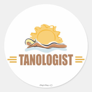 Funny Sun Tanning Classic Round Sticker