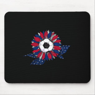 Funny Sunflower And Soccer Ll With American Flag 4 Mouse Pad
