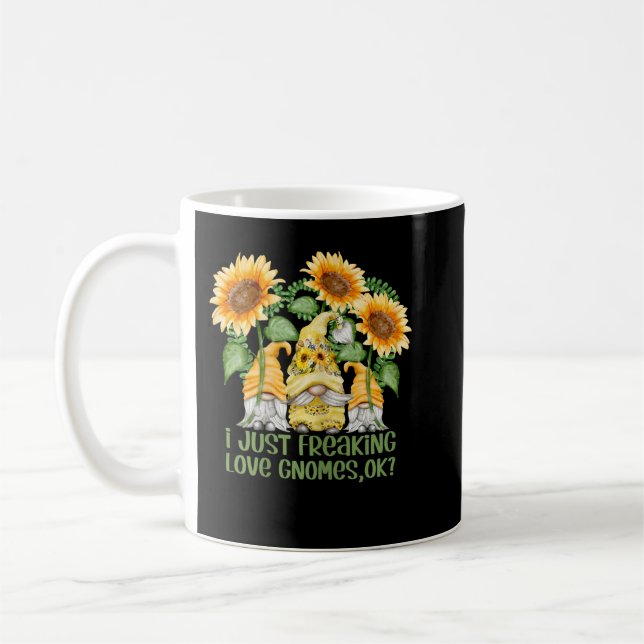 Funny Sunflower Gnome Summer - I Just Freaking Lov Coffee Mug (Left)