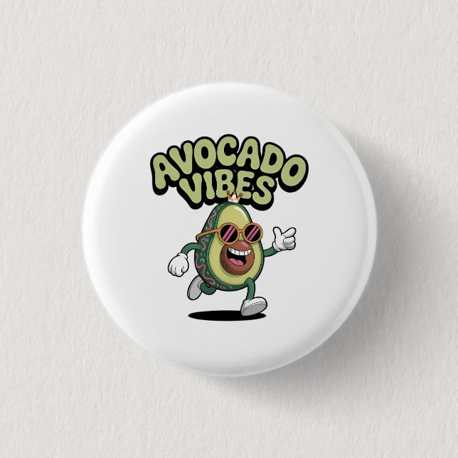 Funny Sunglasses Avocado 1 Inch Round Button (Front)