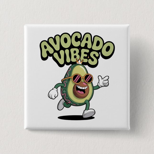 Funny Sunglasses Avocado 2 Inch Square Button (Front)