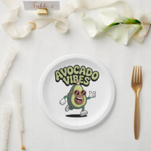 Funny Sunglasses Avocado Paper Plate