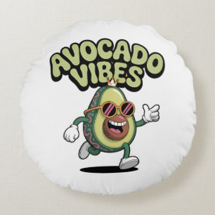 Funny Sunglasses Avocado Round Pillow