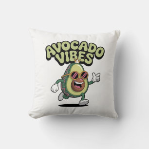 Funny Sunglasses Avocado Throw Pillow