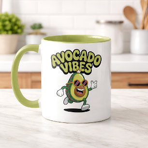 Funny Sunglasses Avocado Two-Tone Coffee Mug