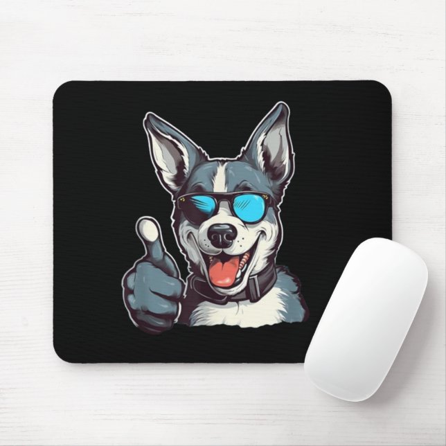 Funny sunglasses dog with thumbs up mouse pad (With Mouse)