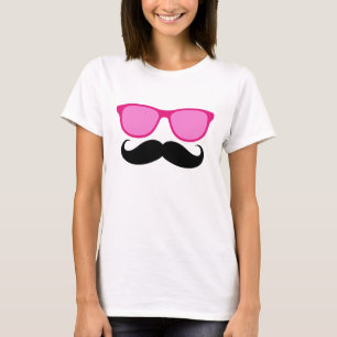 Funny Sunglasses Moustache Ladies T-Shirt