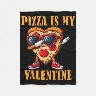 Funny Sungles Pizza Slice Dabbing Valentine's Day  Fleece Blanket