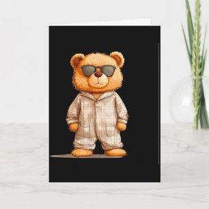 Funny Sungles Teddy Bear In Pajama Costume Design  Card