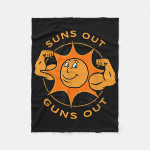 Funny Suns Out Guns Out Summer Gift For Bodybuilde Fleece Blanket