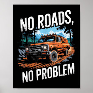 Funny Sunset 4x4 Car Off Road Wave Big Cars Drivin Poster