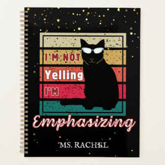Funny Sunset Grid Cat Lover Teacher Planner