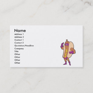 funny super hero hot dog character business card
