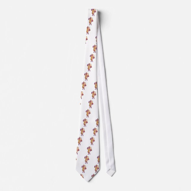 funny super hero hot dog character tie (Front)