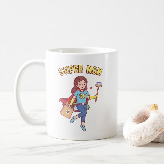 Funny Super Maman tasse de café (Avec donut)