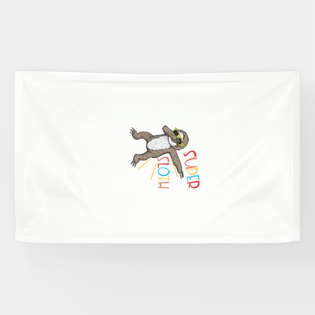 Funny Super Sloth Superhero Dabbing Dance Move Dab Banner (Horizontal)