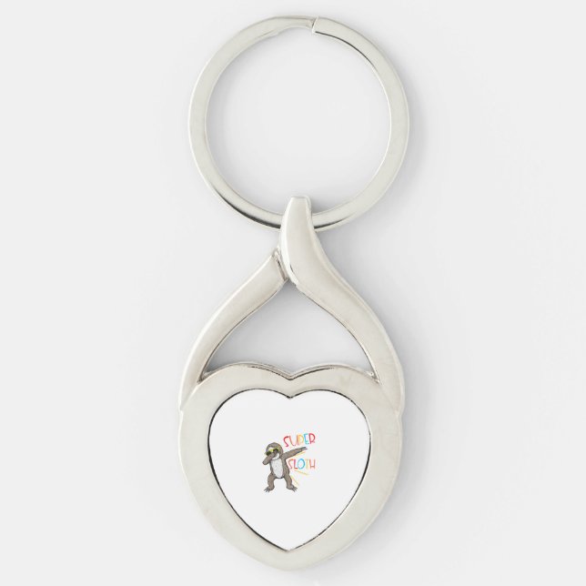 Funny Super Sloth Superhero Dabbing Dance Move Dab Keychain (Front)