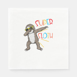 Funny Super Sloth Superhero Dabbing Dance Move Dab Napkin
