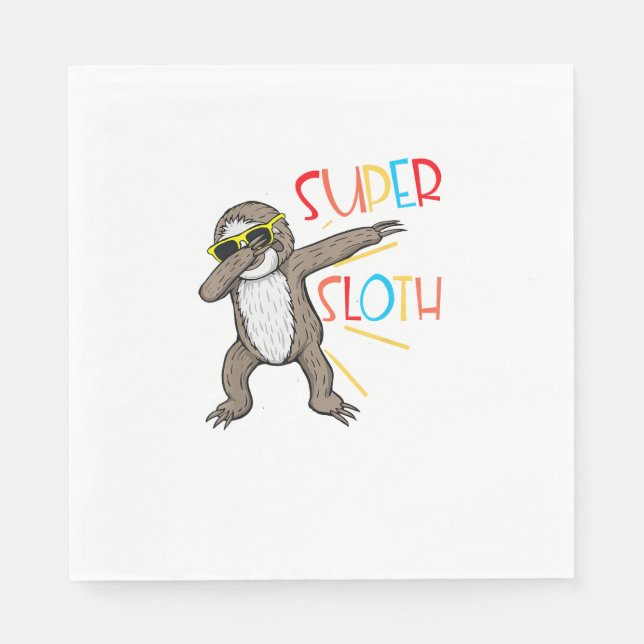 Funny Super Sloth Superhero Dabbing Dance Move Dab Napkin (Front)