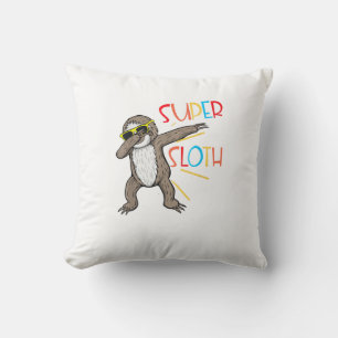 Funny Super Sloth Superhero Dabbing Dance Move Dab Throw Pillow