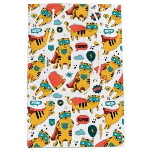 Funny Superhero Cat Medium Gift Bag