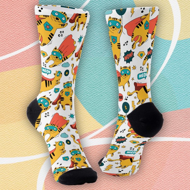 Funny Superhero Cat Socks (Creator Uploaded)