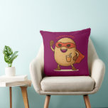 Funny Superhero Potato Cartoon Graphic Throw Pillo Pillow<br><div class="desc">Add a fun and playful accent to your living space with this superhero potato cartoon throw pillow. Featuring a cheerful masked potato character in a heroic pose, this design brings personality, humor, and charm to any couch, chair, or bed. Crafted from soft, wrinkle-free Simplex knit fabric, this 20" x 20"...</div>