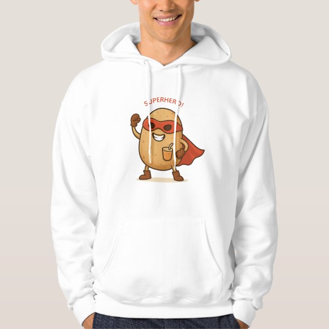 Funny Superhero Potato Cartoon Pullover Hoodie (Devant)