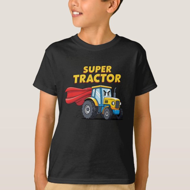 Funny Superhero Tractor  T-Shirt (Front)