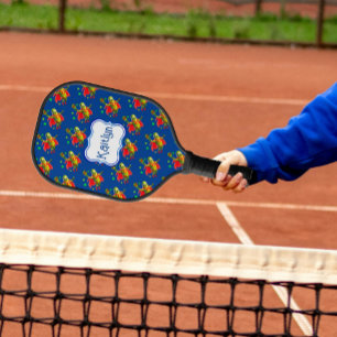 Funny SuperPickleman on Blue Personalized Pickleball Paddle