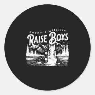 Funny support wildlife raise boys and bear classic round sticker