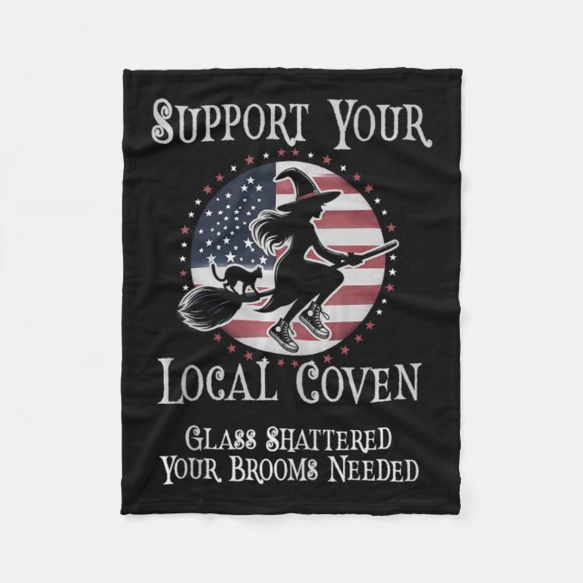 Funny Support Your Local Coven Kamala Cleaning Gl  Fleece Blanket (Front)