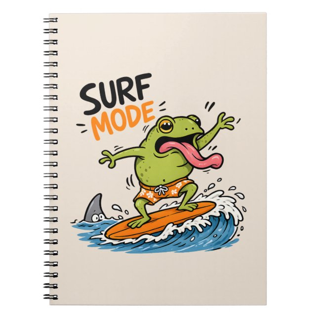 Funny Surf Mode Frog|Silly Frog Summer  Notebook (Front)
