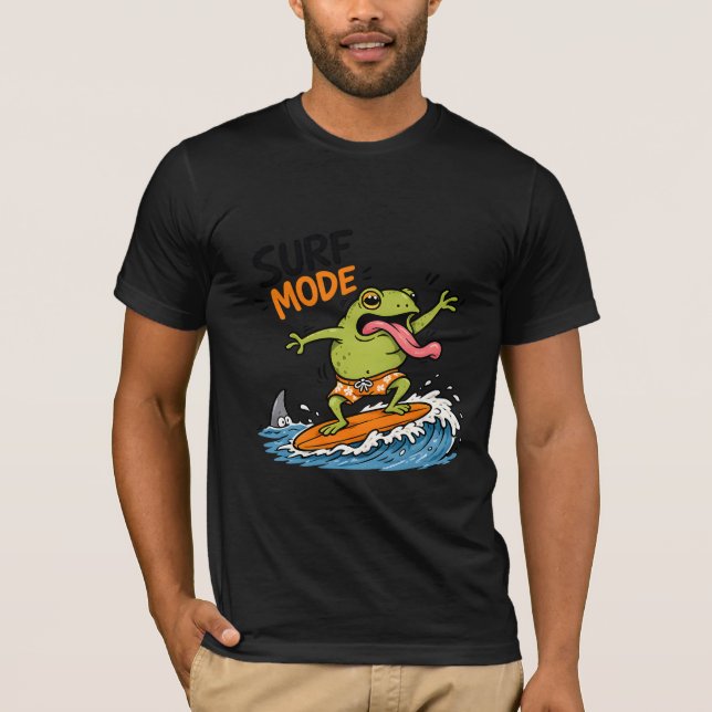 Funny Surf Mode Frog|Silly Frog Summer  T-Shirt (Front)