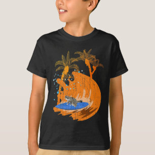 Funny Surfer Animal Cat Surfboard Ocean Sport Wave T-Shirt