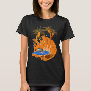 Funny Surfer Animal Cat Surfboard Ocean Sport Wave T-Shirt