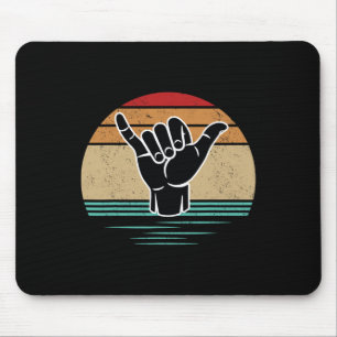 Funny Surfer Hand Gesture Shaka Vintage Retro Surf Mouse Pad