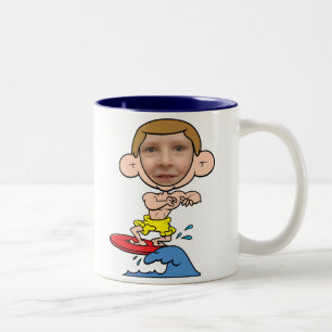 Funny Surfer Photo Face Template Two-Tone Coffee Mug