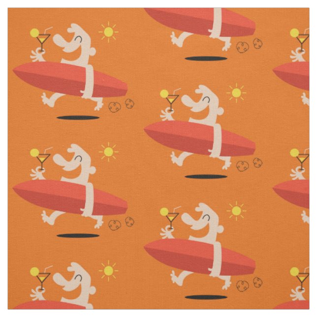 Funny Surfer with Cocktail custom fabric (Swatch)
