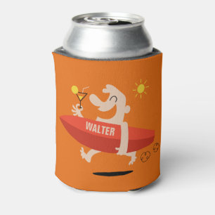 Funny Surfer with Cocktail custom name can cooler