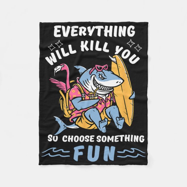 Funny Surfing Adventure Sharks Lover Summer Tees K Fleece Blanket (Front)