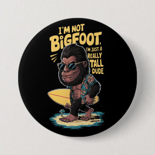Funny Surfing Bigfoot 3 Inch Round Button