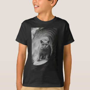 Funny Surfing British Shorthair Cat Selfie Beach A T-Shirt