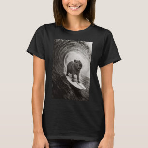 Funny Surfing Capyra Selfie On Surfboard Beach Ani T-Shirt