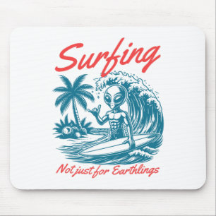 Funny Surfing Cat Selfie With Shark Meme Mouse Pad