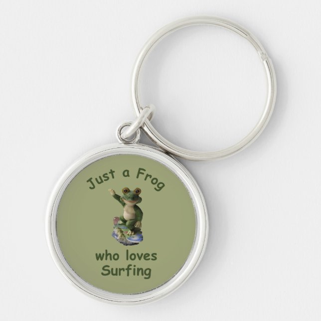 Funny surfing Kawai frog Keychain (Front)